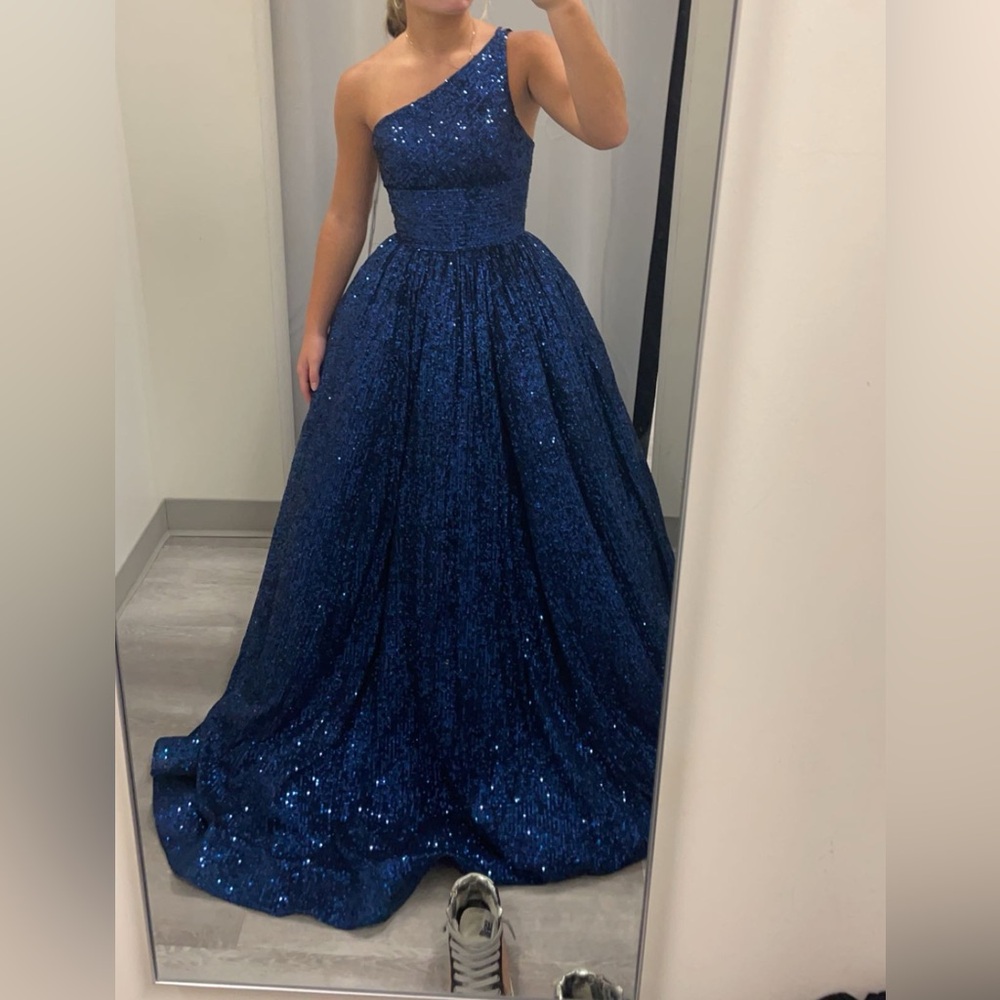 Sequined ball gown.